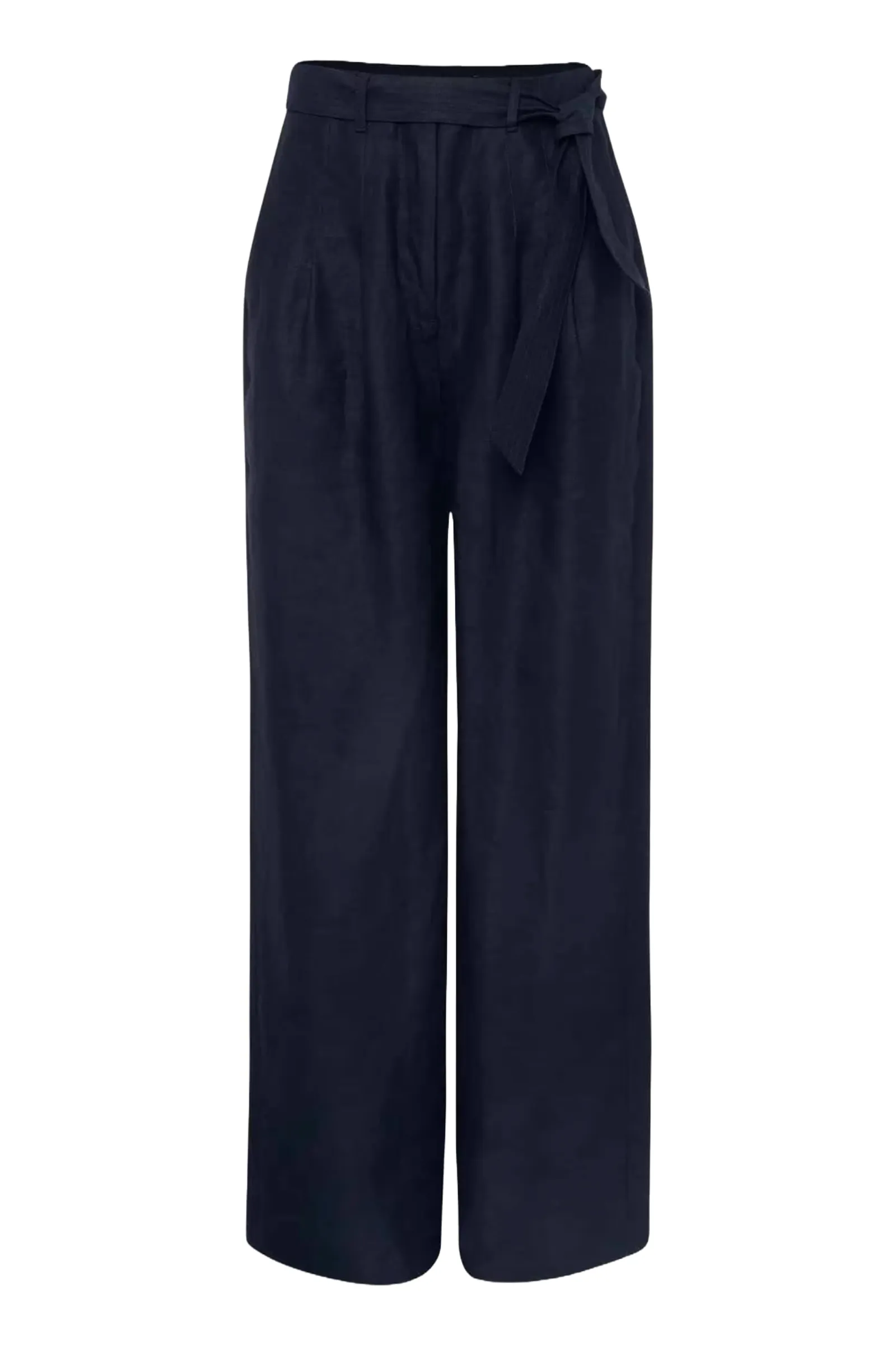 Aaliyah Navy Linen Wide Leg Trousers