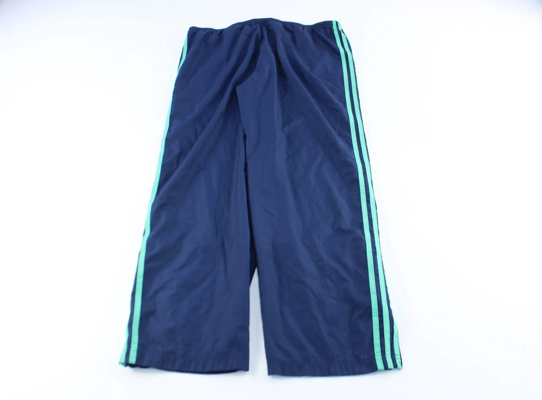 Adidas Embroidered Logo Navy Blue & Teal Striped Pants