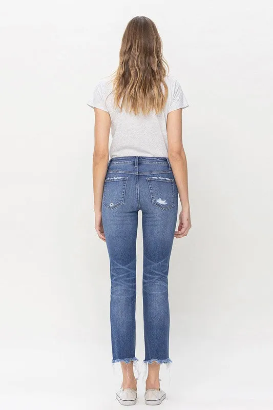 Arya Mid Rise Crop Slim Straight Jeans