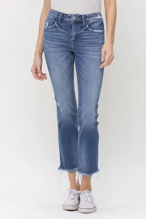 Arya Mid Rise Crop Slim Straight Jeans