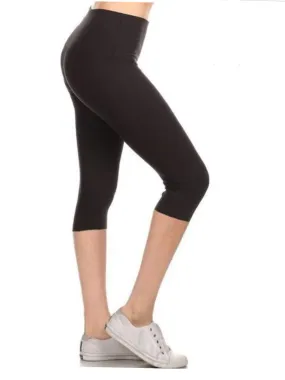 Black 5 inch OS Yoga Waist Capri