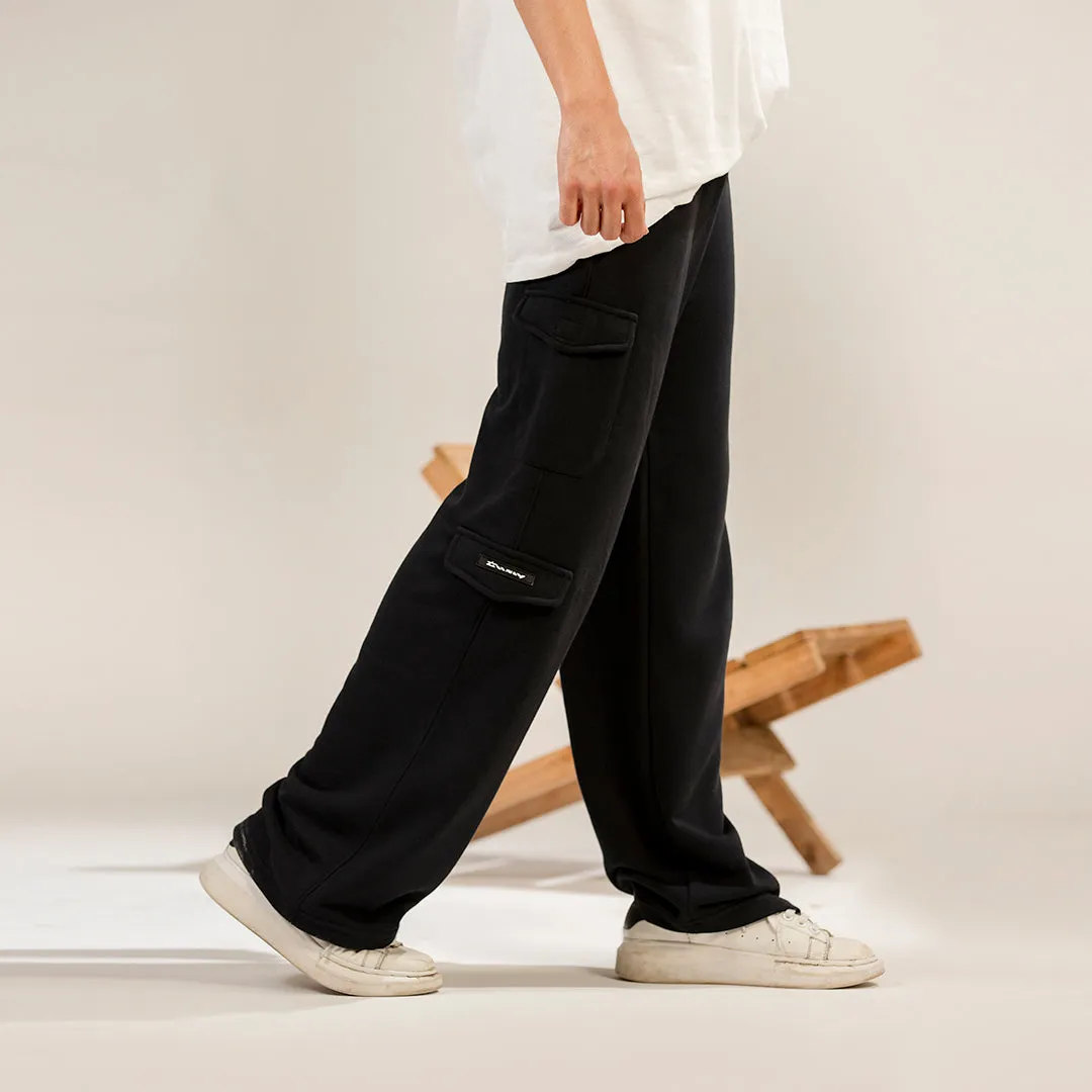 Black Wide Leg Cargo Trouser