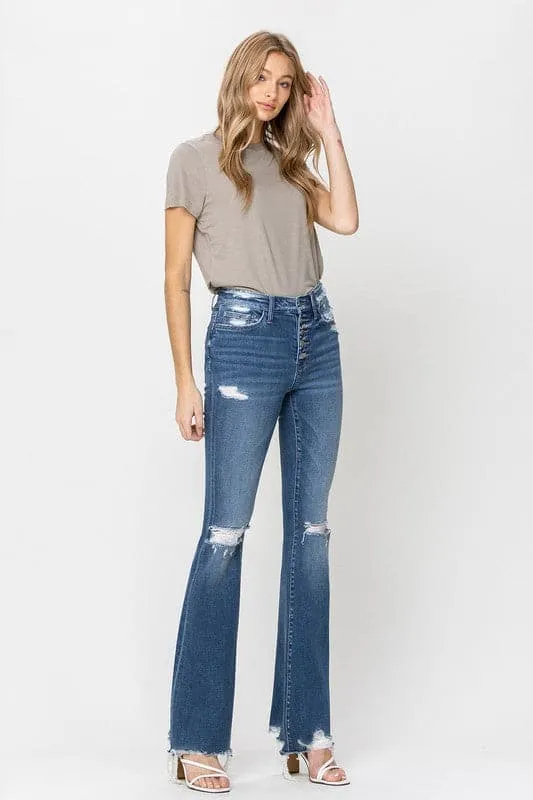 City Chic High Rise Distressed Flare Jean