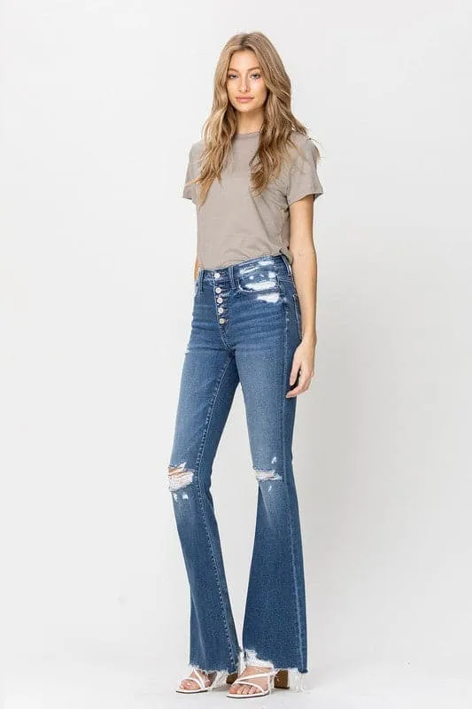 City Chic High Rise Distressed Flare Jean