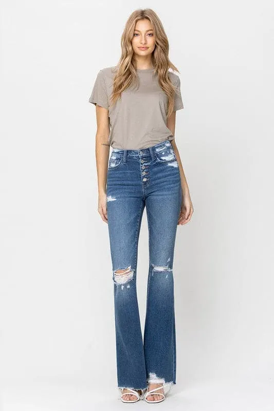 City Chic High Rise Distressed Flare Jean