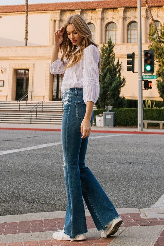 City Chic High Rise Distressed Flare Jean