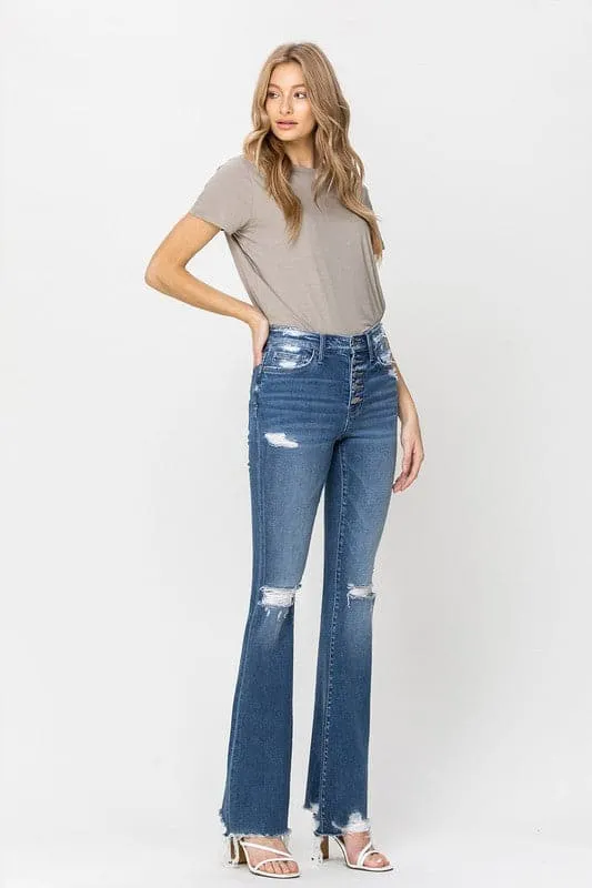 City Chic High Rise Distressed Flare Jean