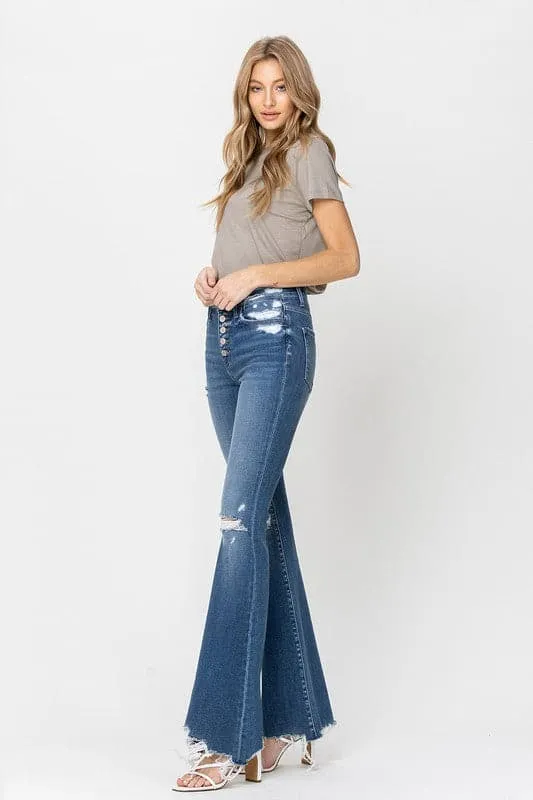 City Chic High Rise Distressed Flare Jean