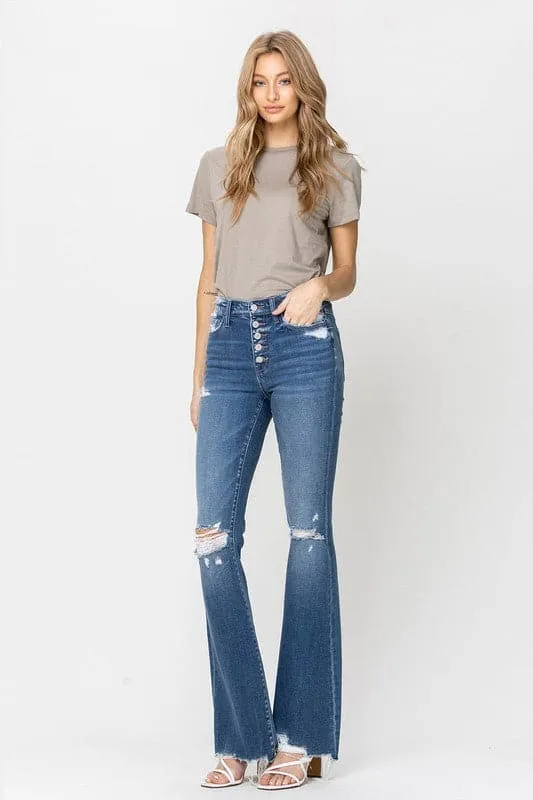 City Chic High Rise Distressed Flare Jean