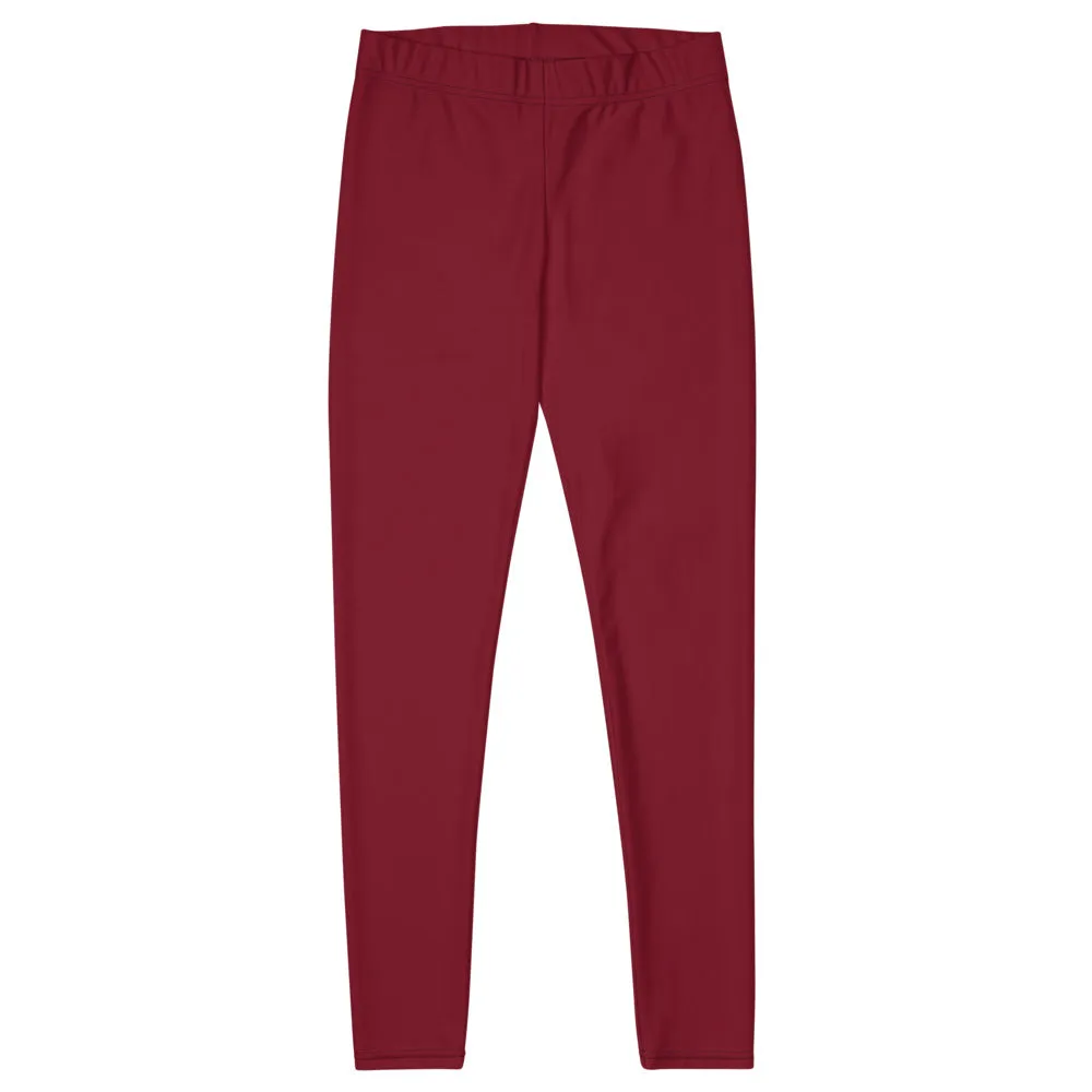 Dark Red Women's Casual Leggings, Wine Red Best Designer Premium Tights-Made in USA/EU/MX