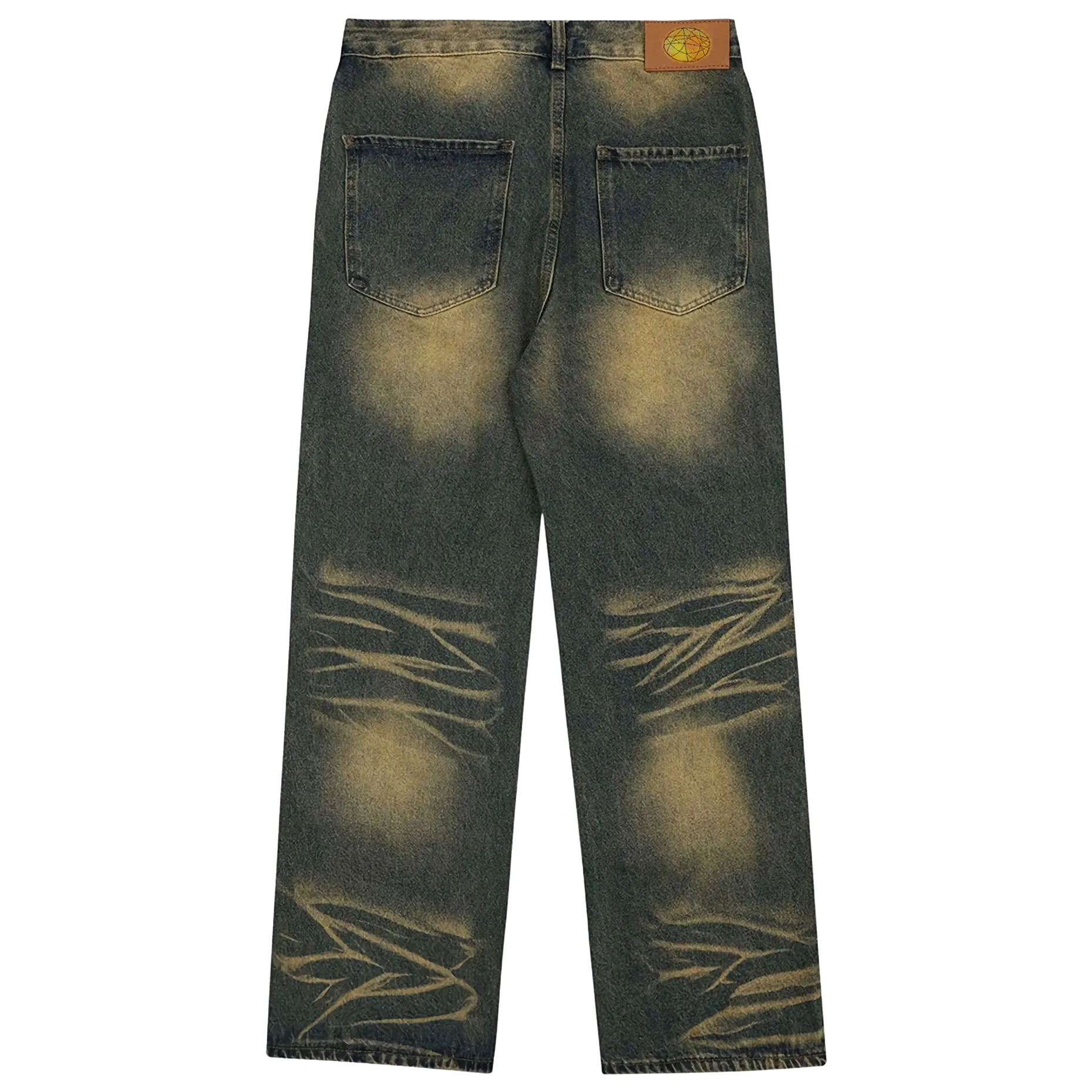 Distressed Cargo Denim Wide-leg Jeans