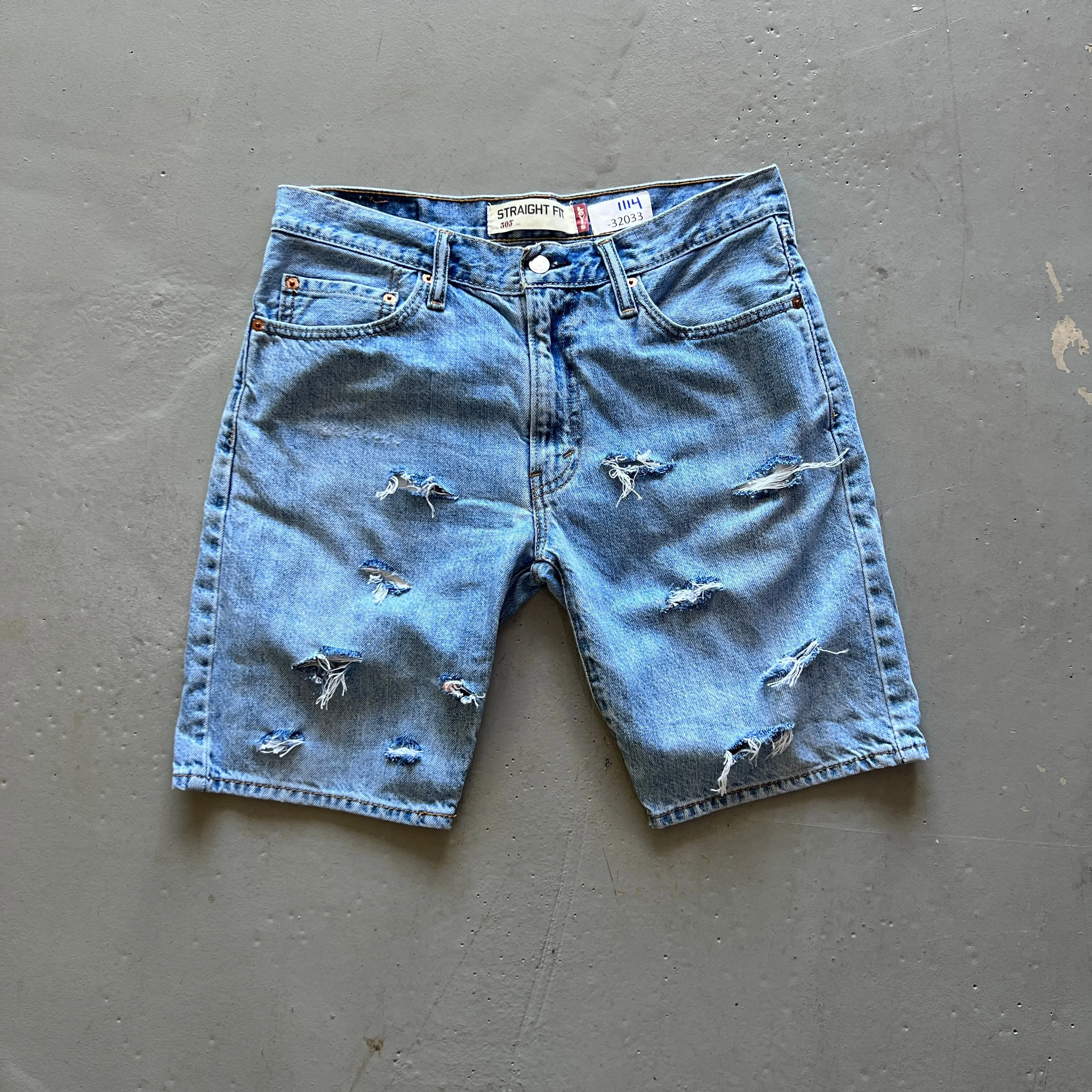 Distressed Plain Denim Shorts