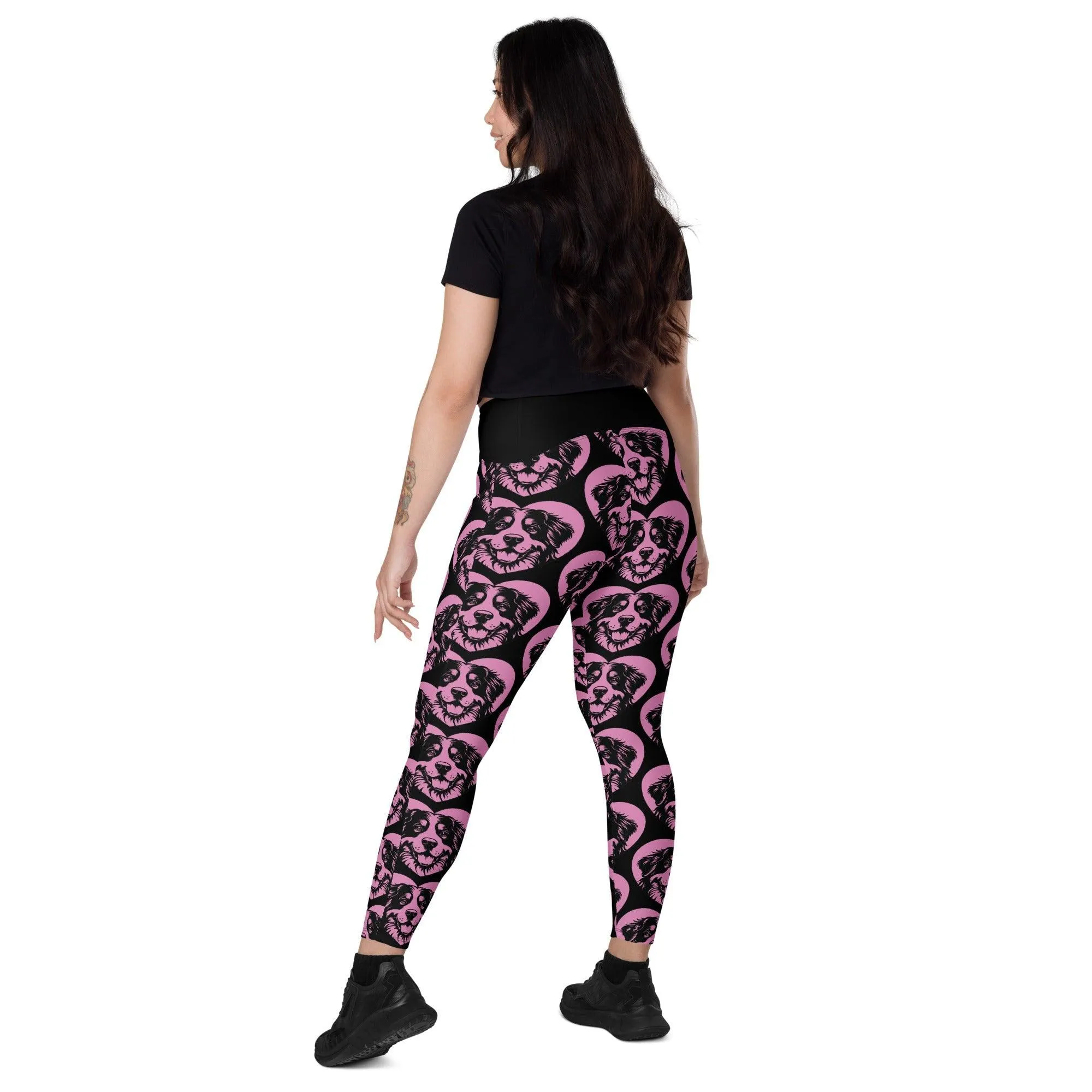 DOG BREED LEGGINGS with pockets - BERNESE MOUNTAIN DOG - HERTTAHOUND - pink