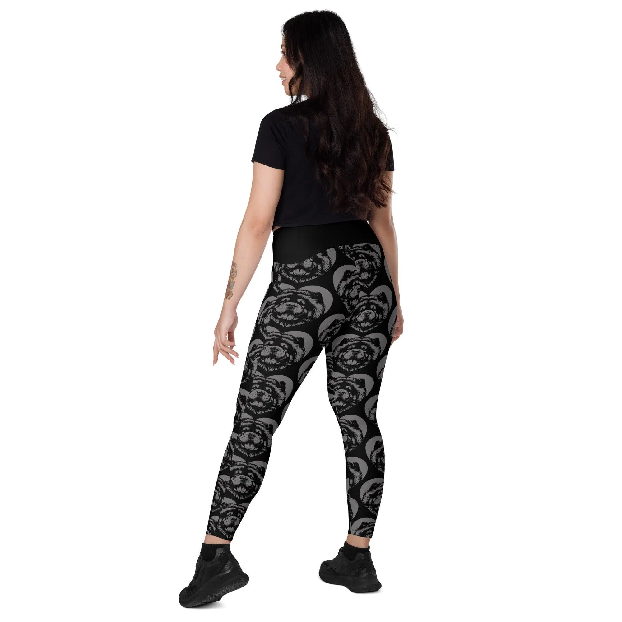 DOG BREED LEGGINGS with pockets - CHOW CHOW - HERTTAHOUND - grey