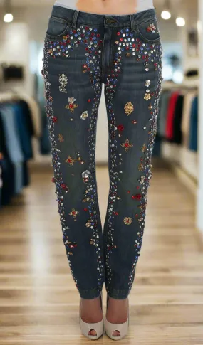 DOLCE & GABBANA Enchanted Sicily Crystal Heart Boyfriend Jeans