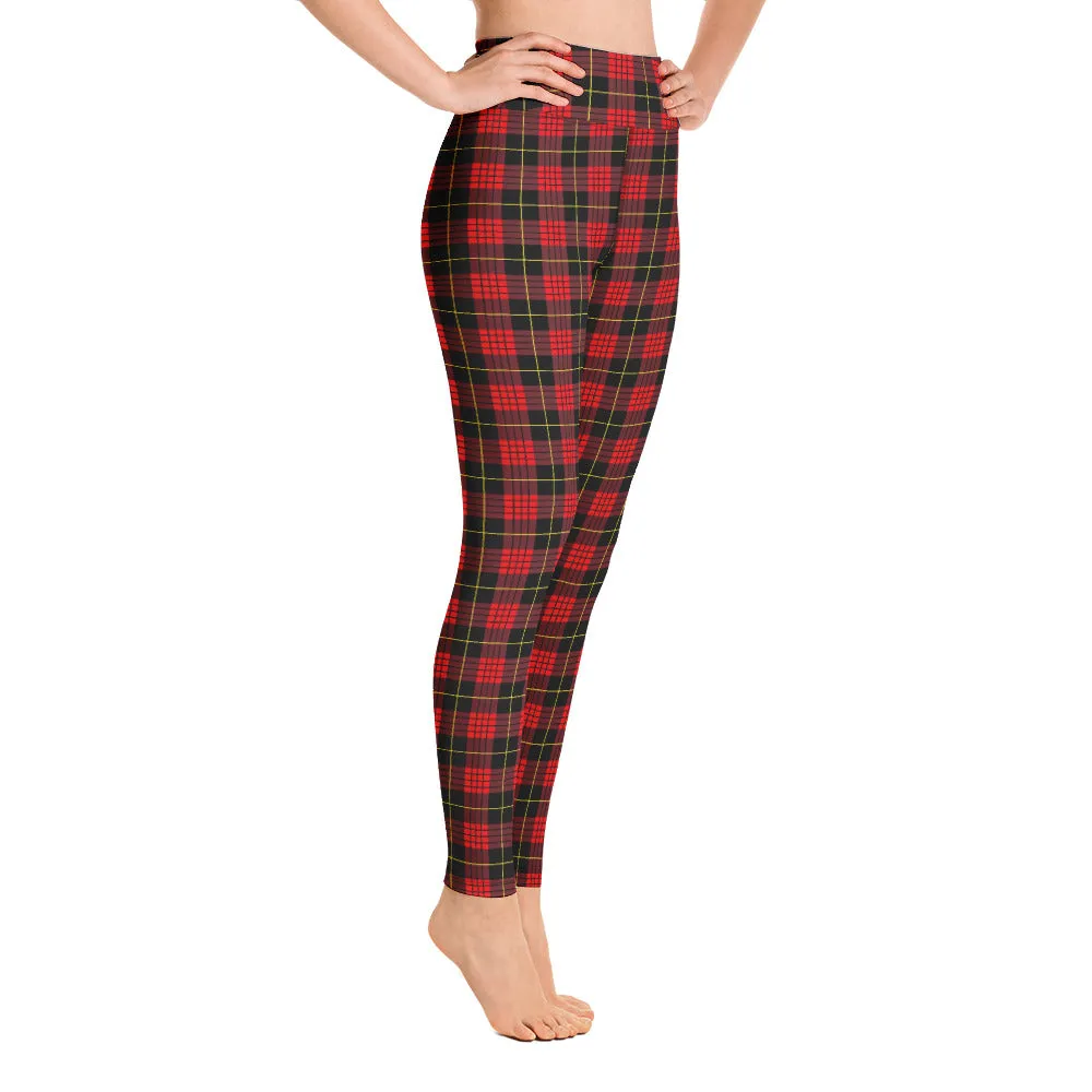 ELEVATED ESSENTIALS, BOOTY BOOSTING HIGH WAISTBAND LEGGING VINTAGE PLAID RED AND BLACK