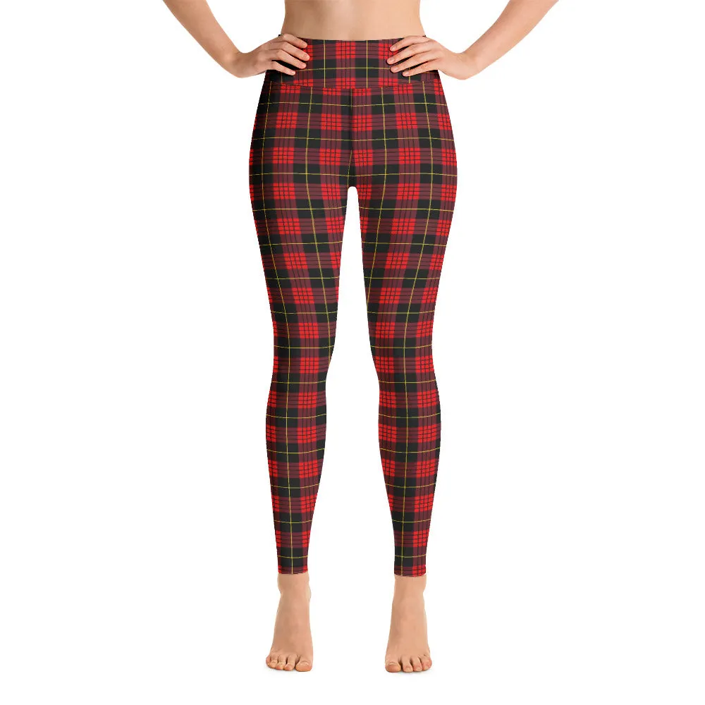 ELEVATED ESSENTIALS, BOOTY BOOSTING HIGH WAISTBAND LEGGING VINTAGE PLAID RED AND BLACK