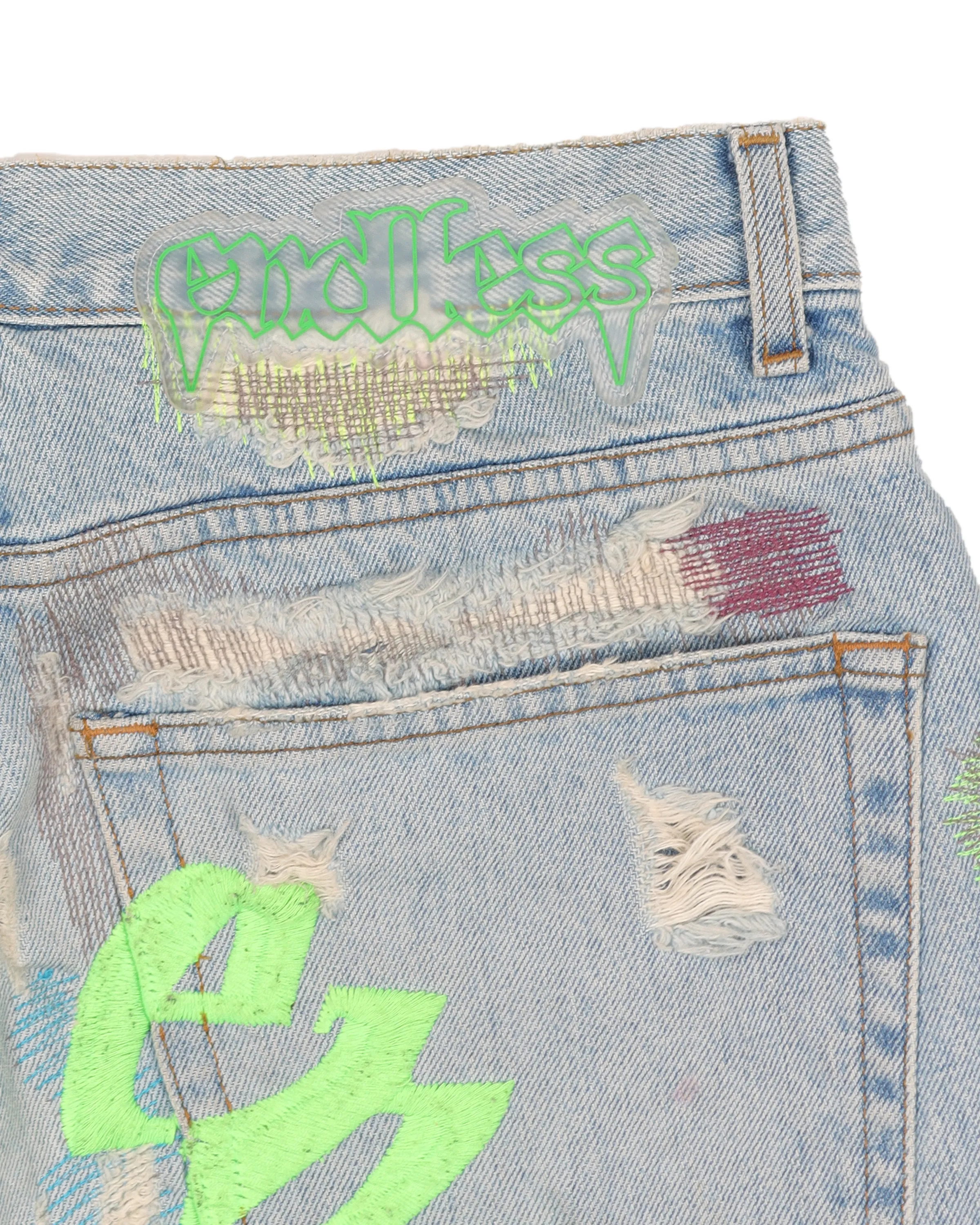 Embroidered & Distressed Denim