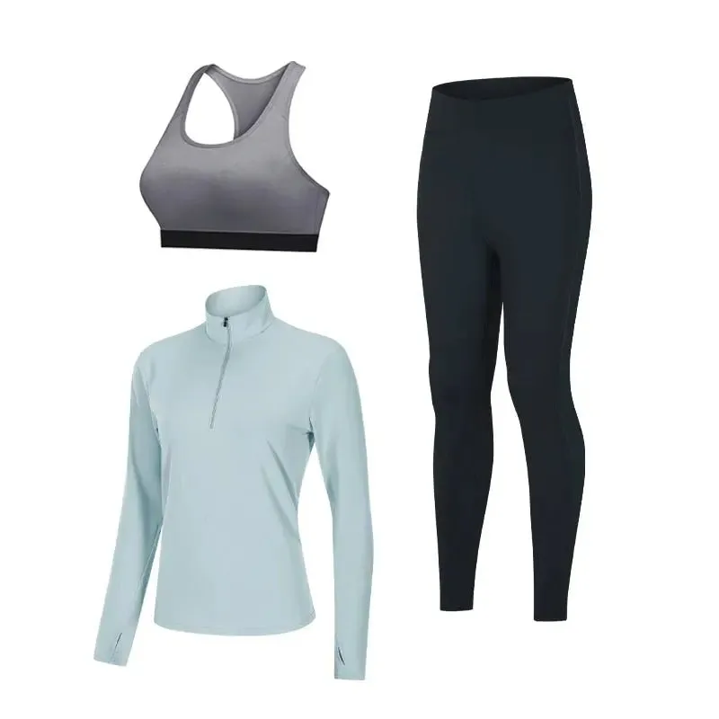 Fitness wear for women gym and workout clothing breathable sport tops yoga Bra and leggings 3 pieces set