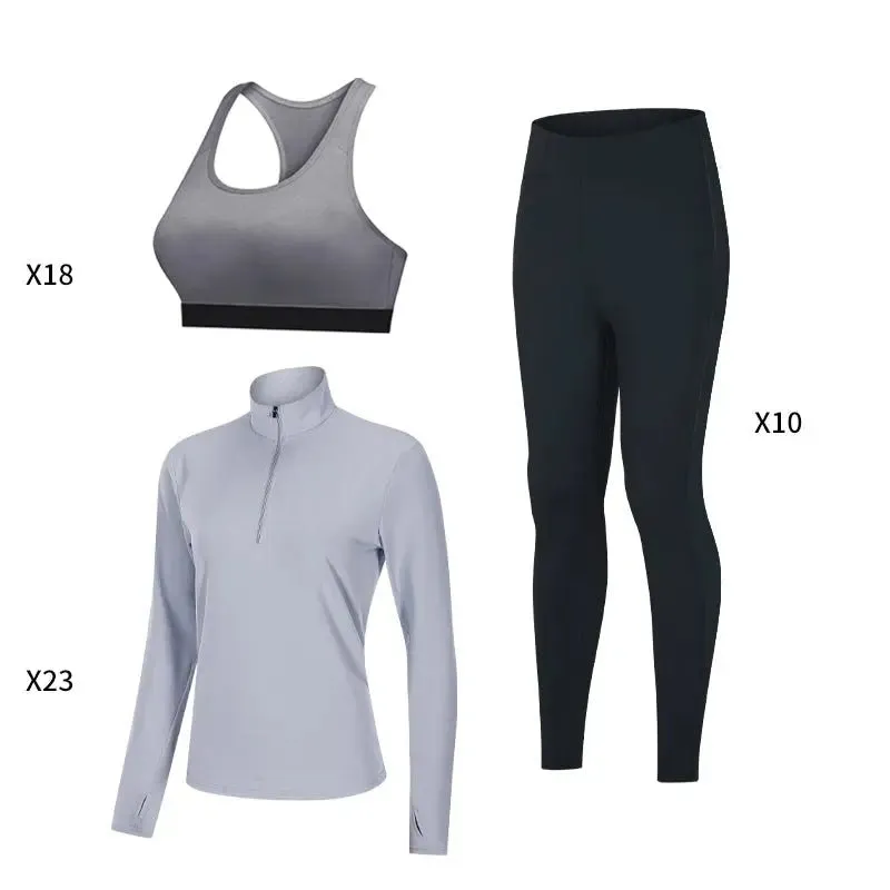 Fitness wear for women gym and workout clothing breathable sport tops yoga Bra and leggings 3 pieces set