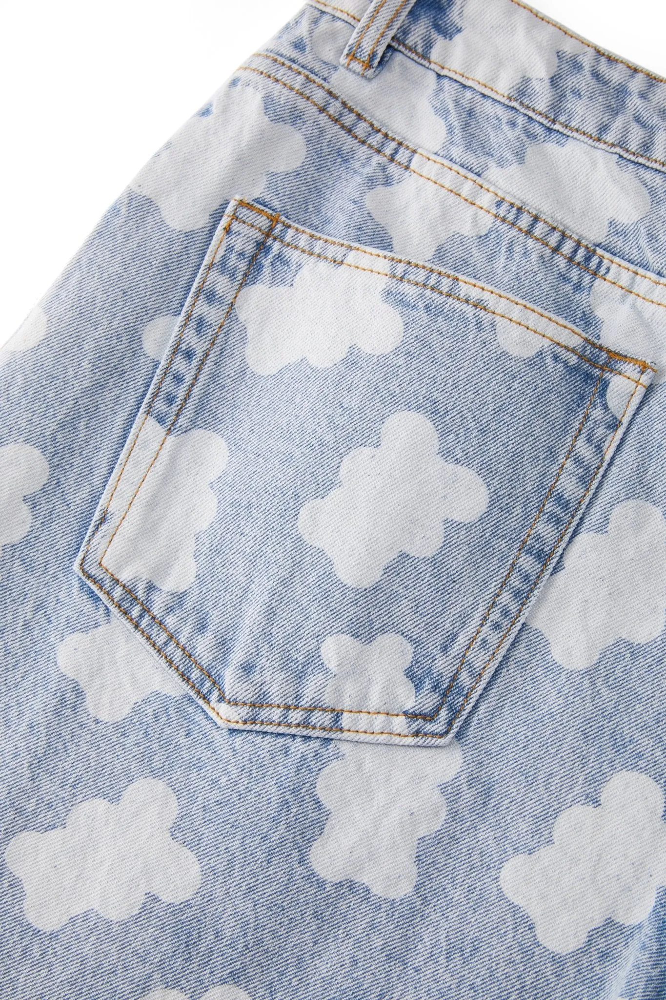 FLAKES DENIM SHORTS LIGHT BLUE