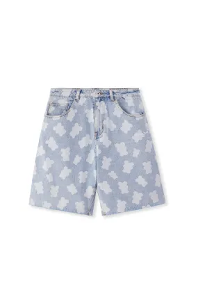 FLAKES DENIM SHORTS LIGHT BLUE