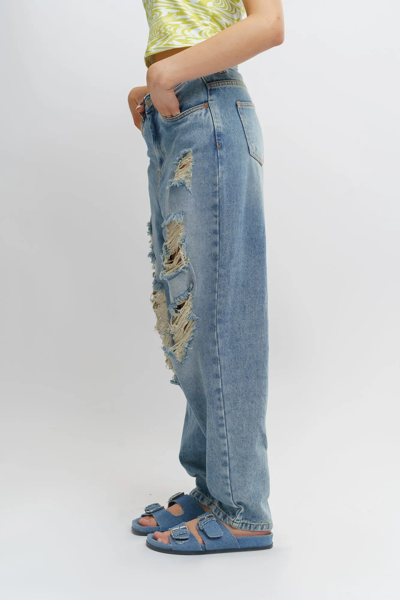 French Distress Slouchy Jeans