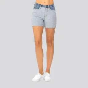 High-waist skinny women's denim shorts