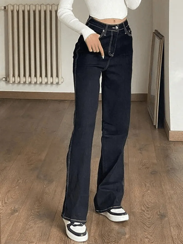 Jean boyfriend taille haute cousu