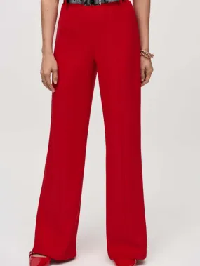 Joseph Ribkoff Silky Knit Belted Wide Leg Trousers In Lipstick Red 244093 Col 3229