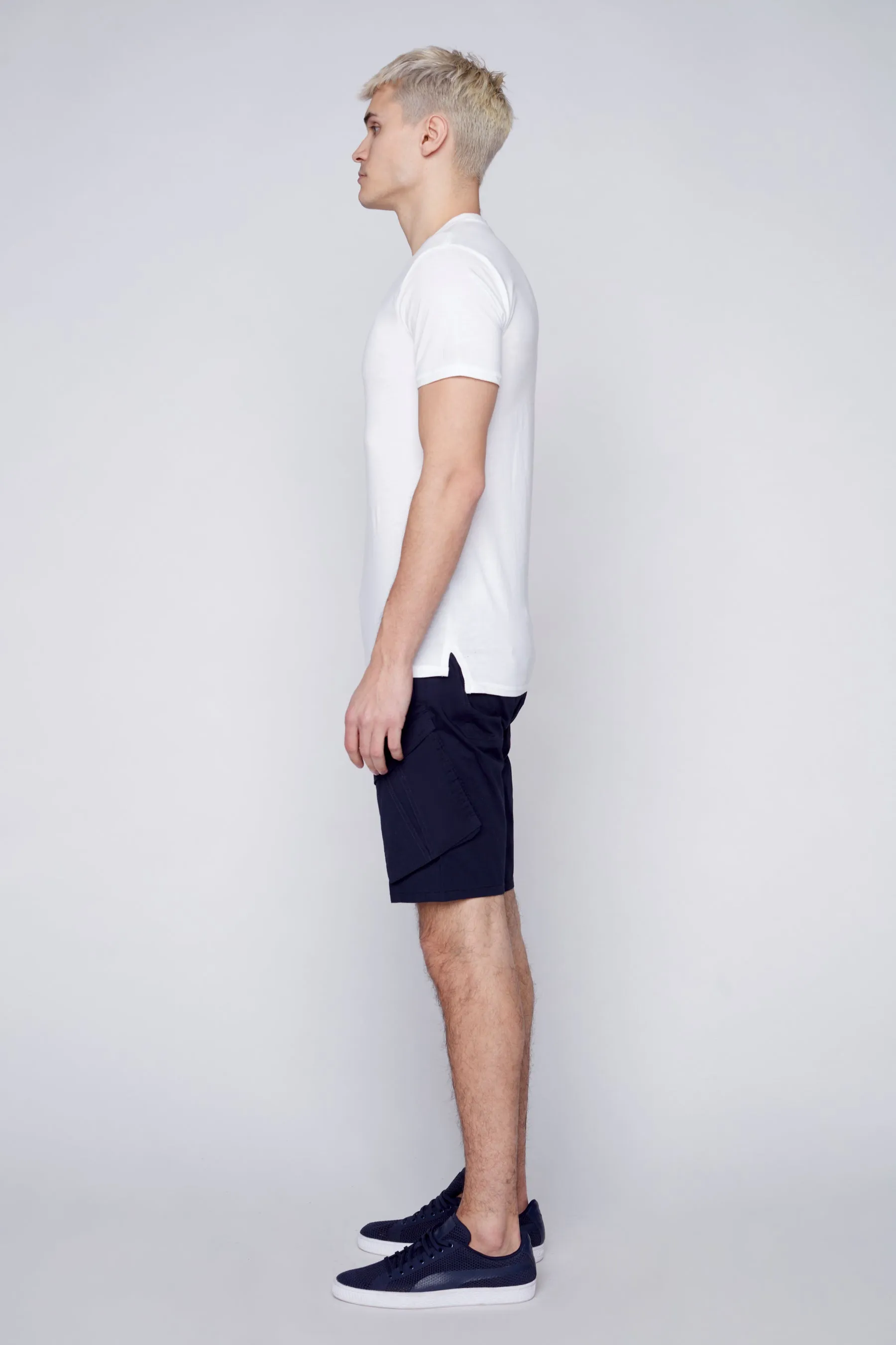 KRAVITZ - Mens 5-Pockets Pull-On Cargo Poplin Shorts - Navy