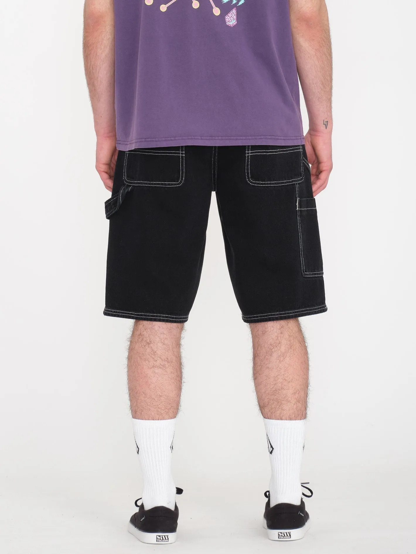 Labored Denim Utility Short - BLACK