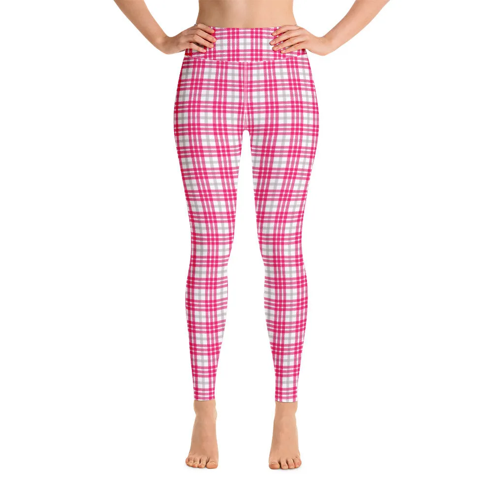 M Kemp Pink Plaid Yoga Leggings