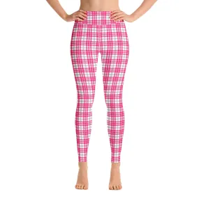 M Kemp Pink Plaid Yoga Leggings