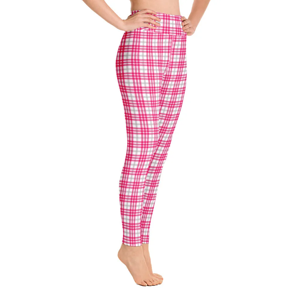 M Kemp Pink Plaid Yoga Leggings