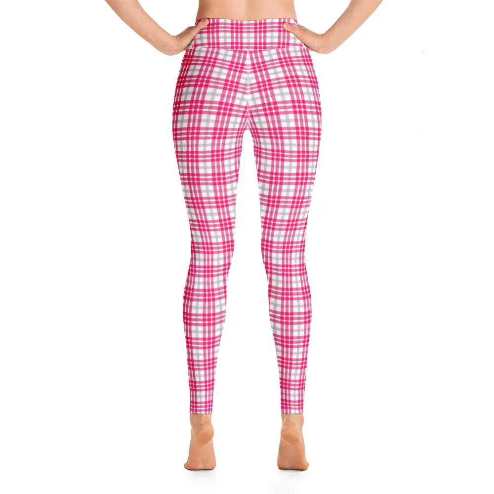 M Kemp Pink Plaid Yoga Leggings