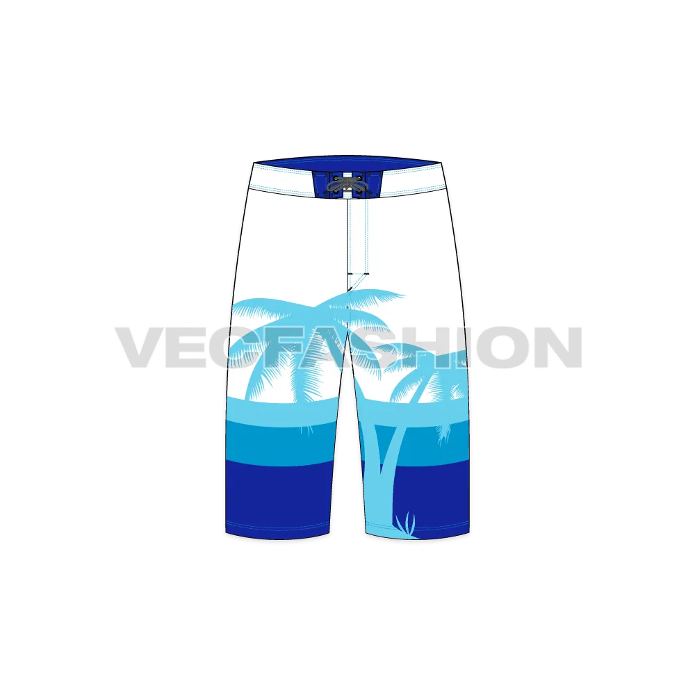 Mens Beach Board Shorts Vector Template