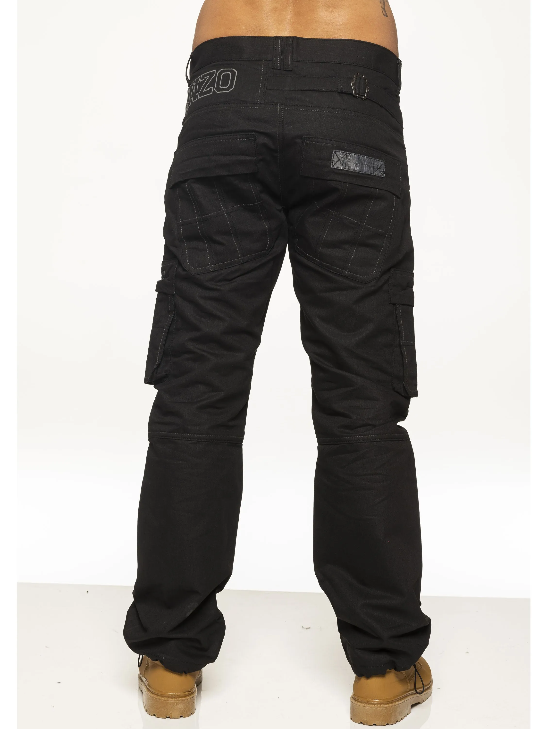 Mens Black Combat Denim Jeans | Enzo Designer Menswear