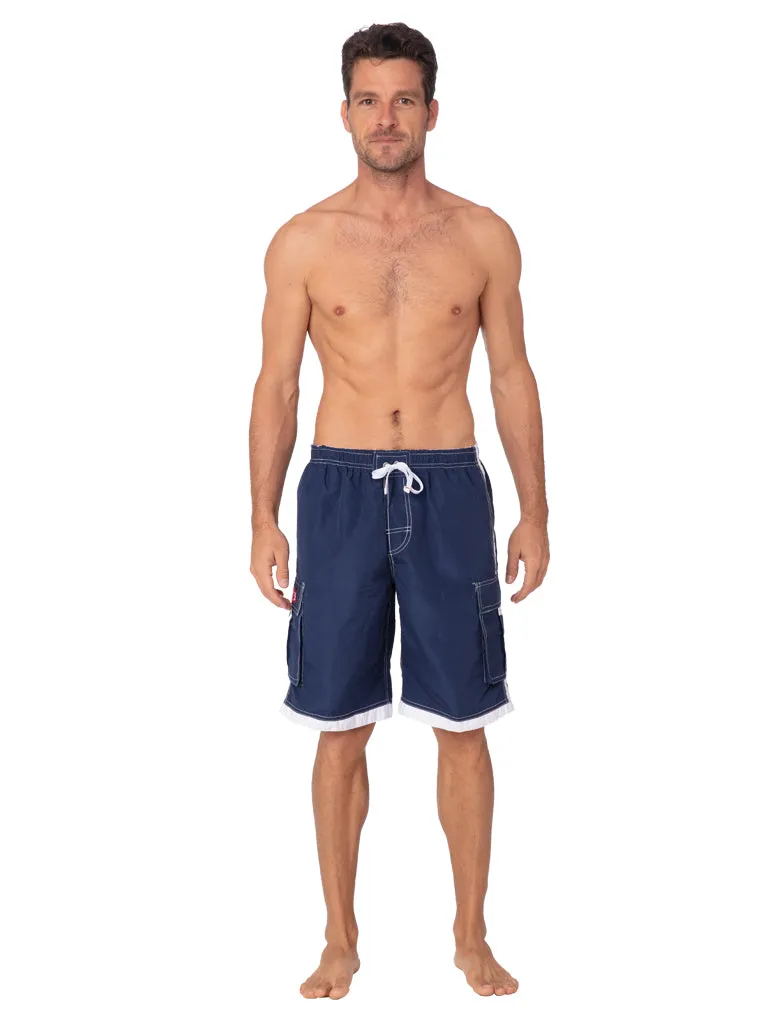 Men's Elasticized Swim Shorts in Navy