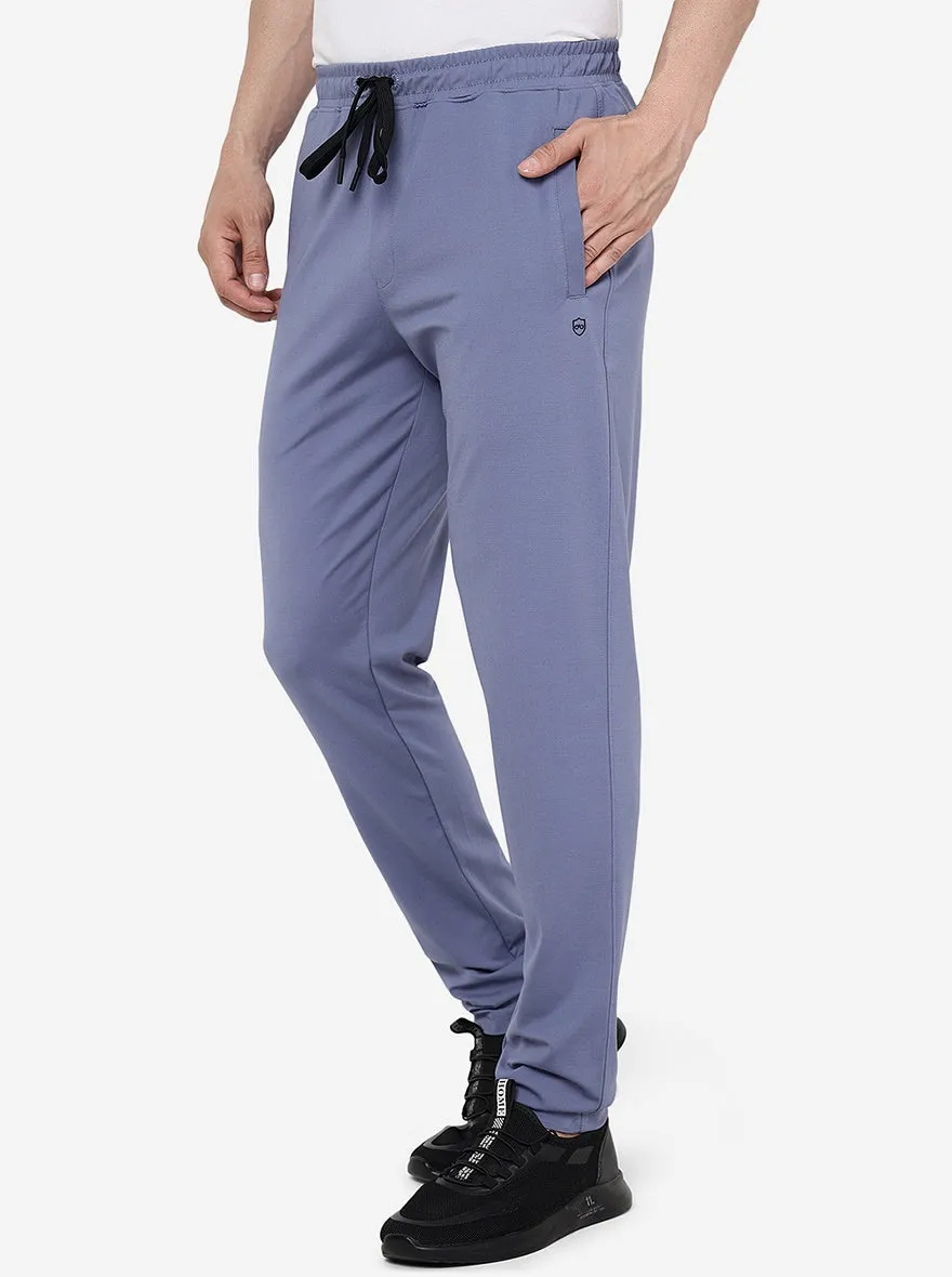 Moon Light Blue Solid Slim Fit Track Pant | JadeBlue