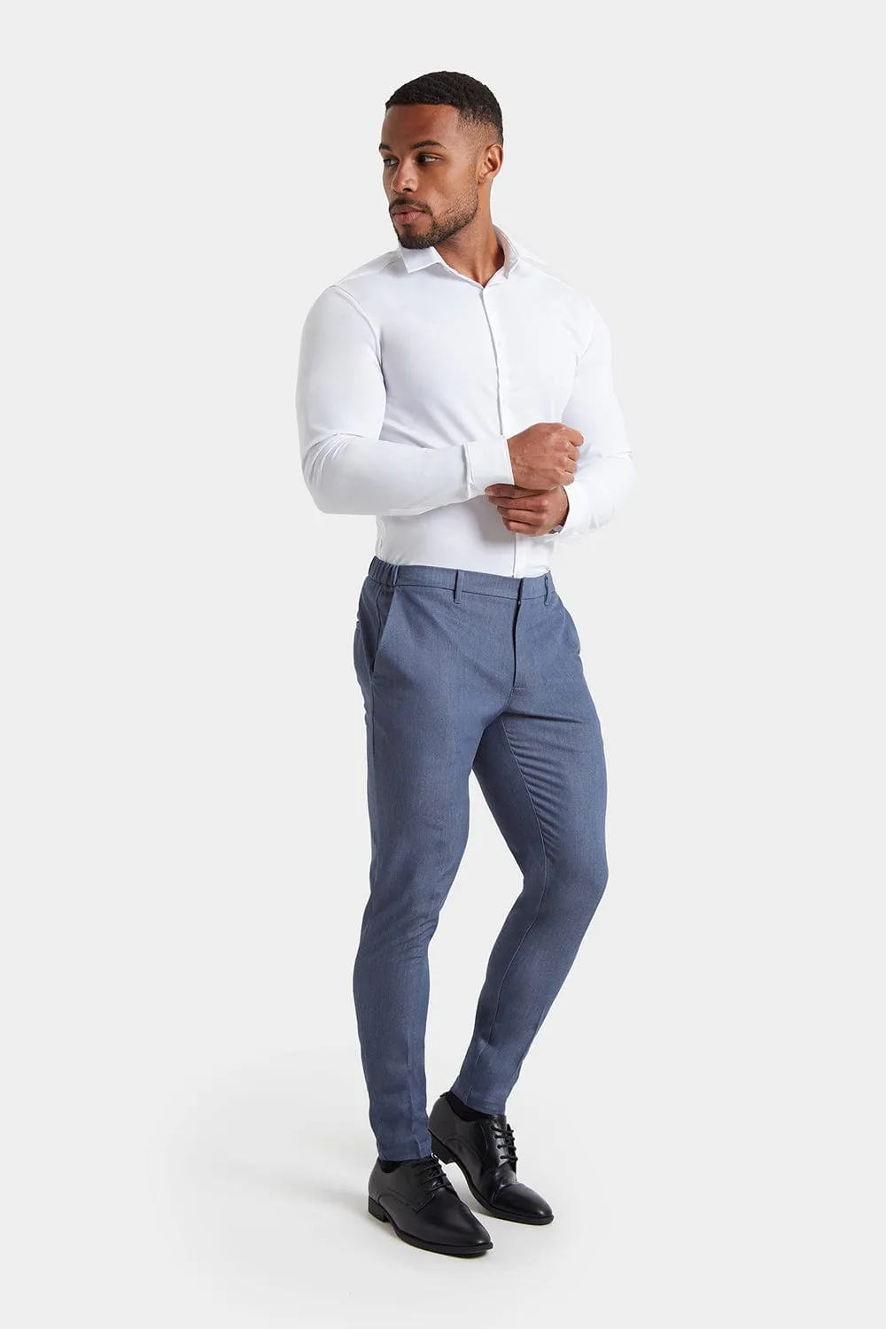 Muscle Fit Cotton Stretch Chino Trouser in Dark Grey