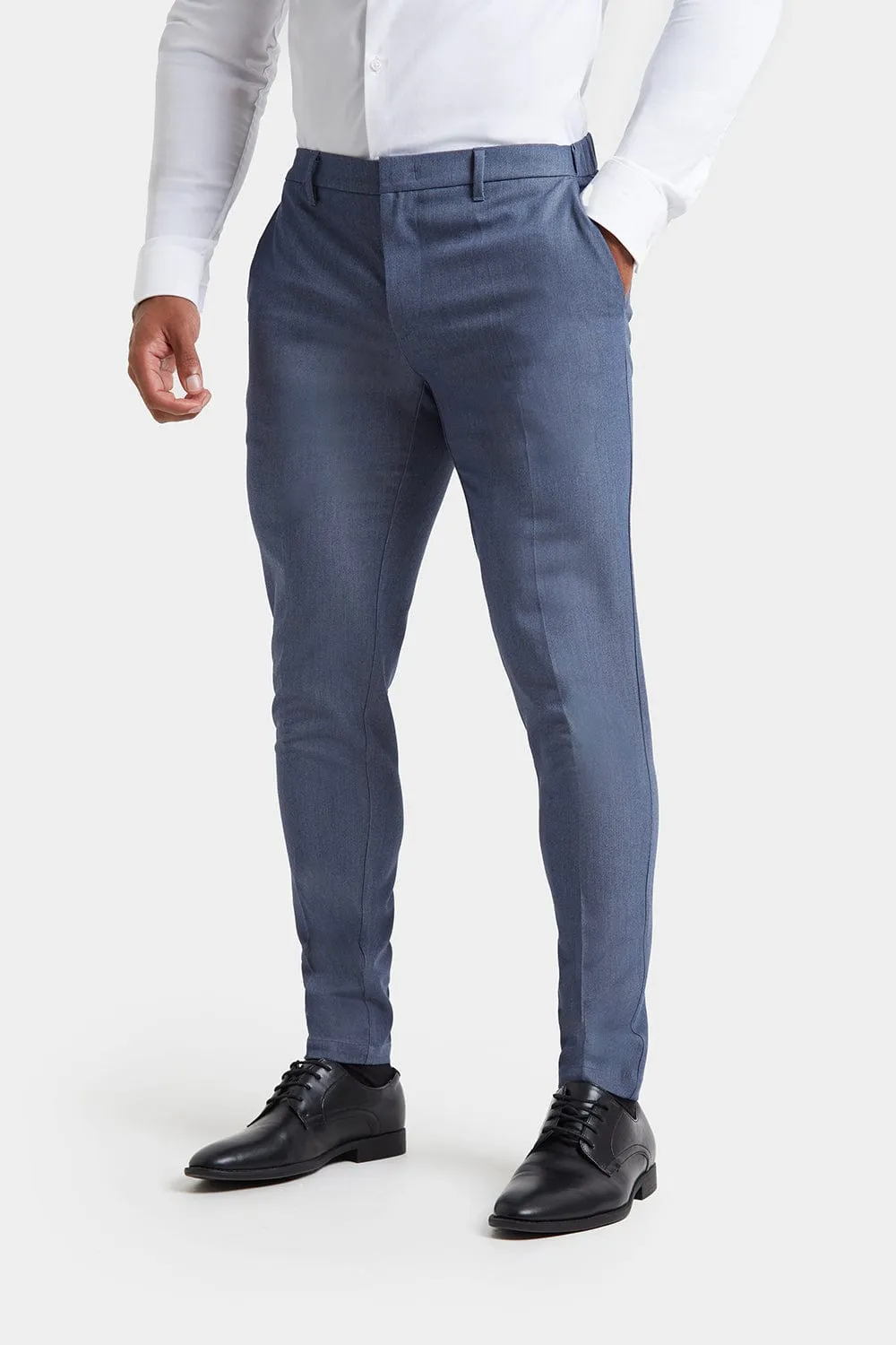 Muscle Fit Cotton Stretch Chino Trouser in Dark Grey