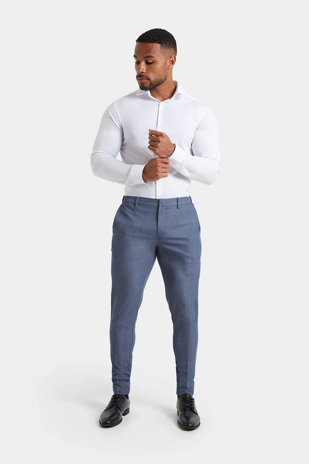 Muscle Fit Cotton Stretch Chino Trouser in Dark Grey