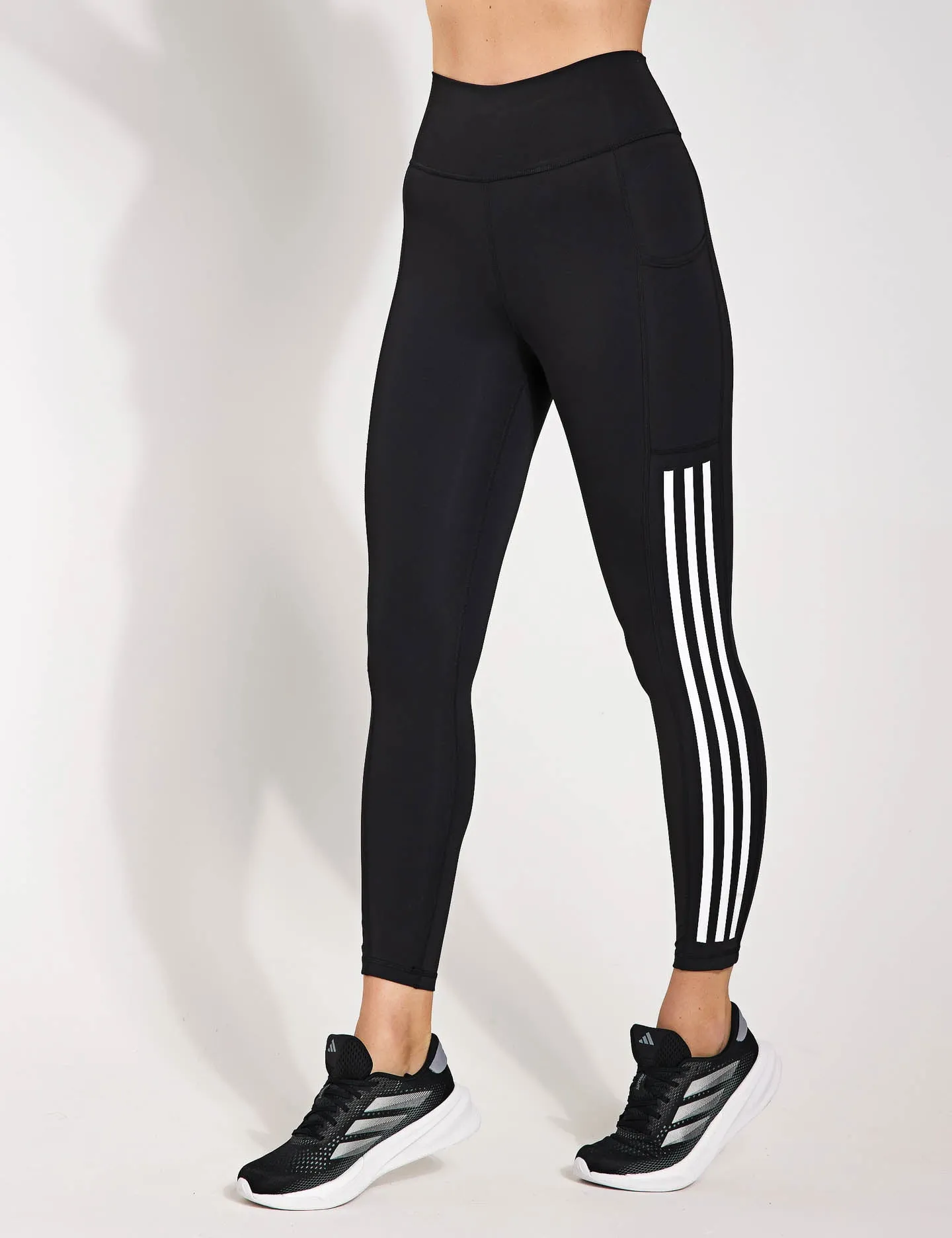 Optime 3-Stripes Full-Length Leggings - Black