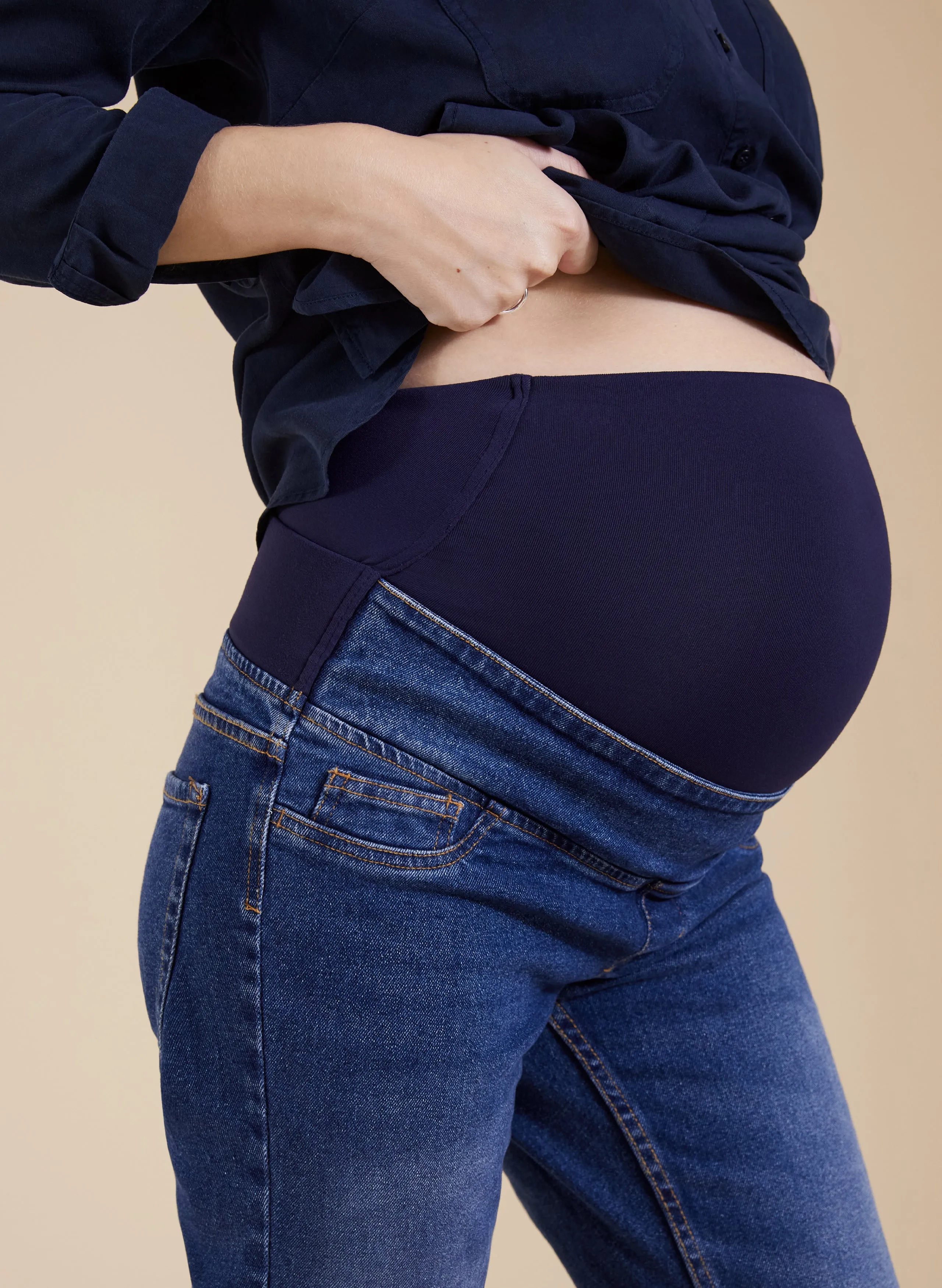 Over the Bump Organic Cotton Maternity Boyfriend Jeans