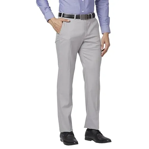 Park Avenue Men's Regular Fit Polyviscose Blend Structure Pattern Flat Front Formal Trouser (Size: 76)-PMTX07666-F2