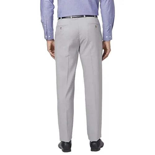 Park Avenue Men's Regular Fit Polyviscose Blend Structure Pattern Flat Front Formal Trouser (Size: 76)-PMTX07666-F2