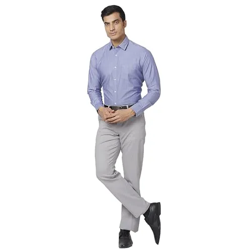 Park Avenue Men's Regular Fit Polyviscose Blend Structure Pattern Flat Front Formal Trouser (Size: 76)-PMTX07666-F2