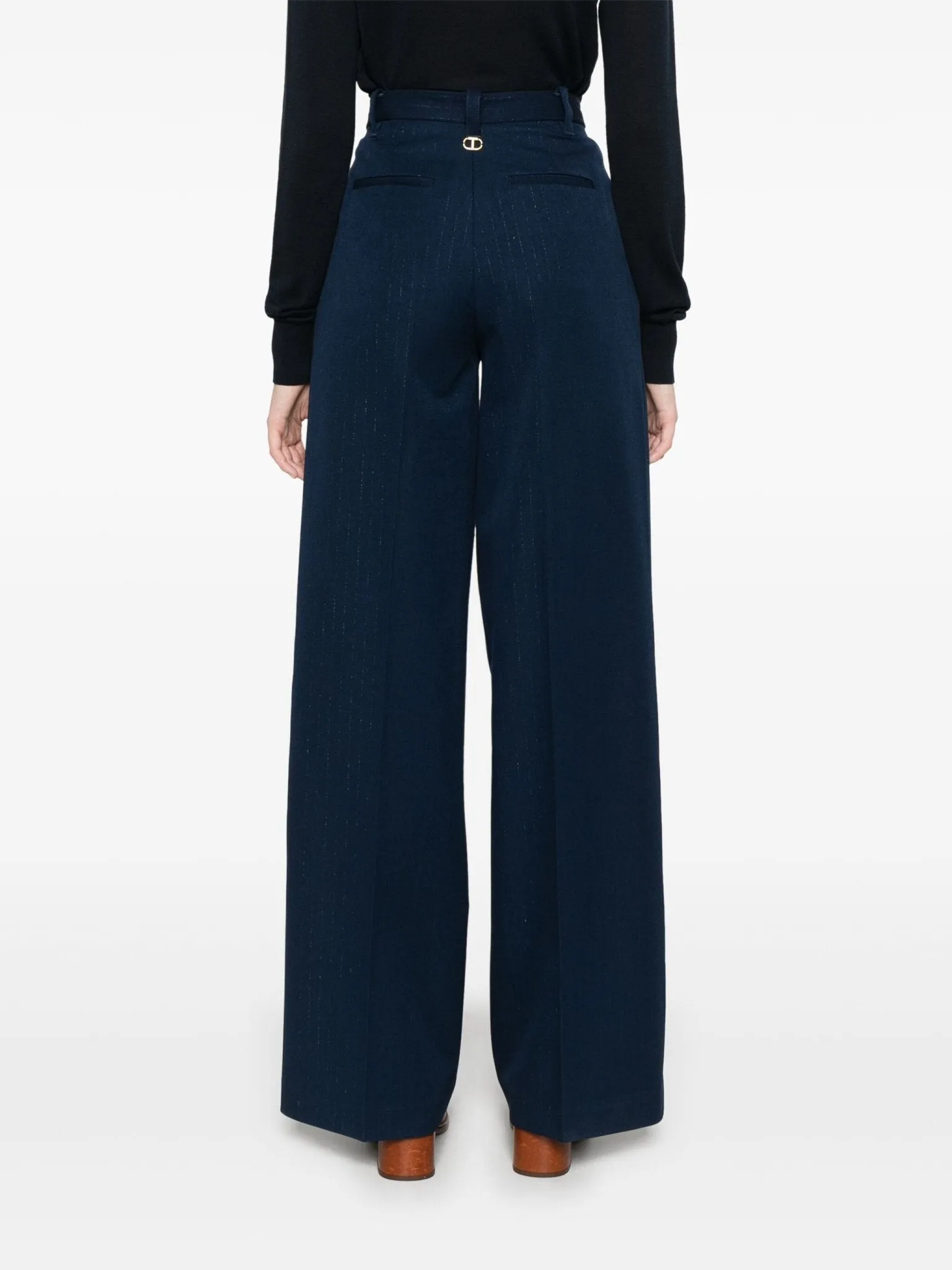 pinstripe wide-leg trousers