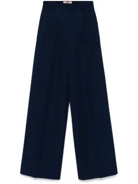 pinstripe wide-leg trousers